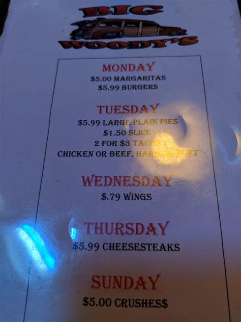 big woody's sports grill menu|big woody's forks pa.